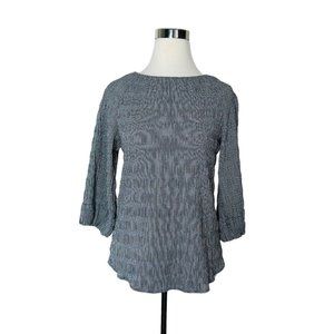 Sara Campbell 3/4 Sleeve Blouse size XS extra small scrunched gray black plaid